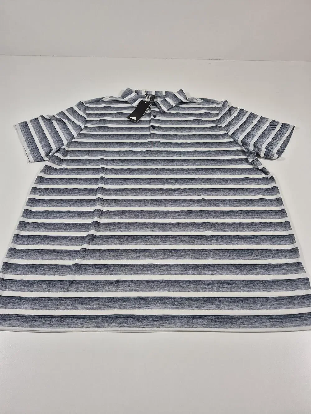 Adidas Polo Shirt Mens 2XL Blue Striped Golf Performance Jersey HS7580